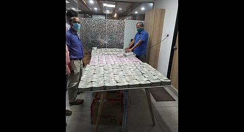 The unaccounted `4 crore cash, which was possessed by accused Devika Rani and ESI pharmacist Naga Lakshmi, seized by ACB officials in Hyderabad. (Photo | Express)