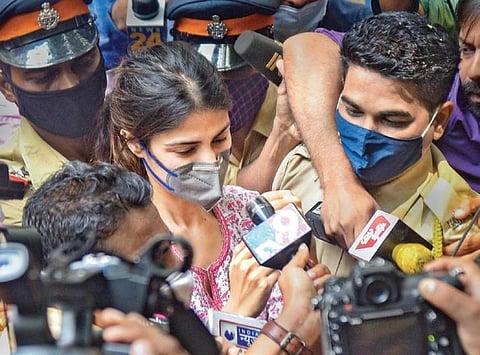 Actor Rhea Chakraborty outside NCB office in Mumbai;