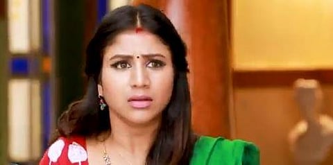 The promo shows an angry mother-in-law confronting her daughter-in-law because she voted. (Photo | Raja Rani TV show screengrab)