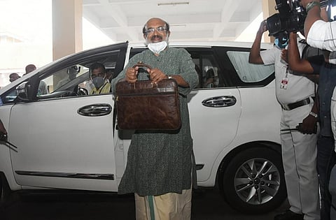 Kerala Finance minister TM Thomas Issac arriving  Assembly to presenting the state budget on Friday. (Photo | BP Deepu, EPS)
