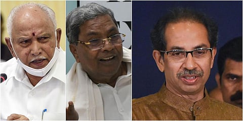 (From left) Karnataka CM BS Yediyurappa, Opposition leader Siddaramaiah slammed Maharashtra CM Uddhav Thackeray. (File photo| PTI and EPS)