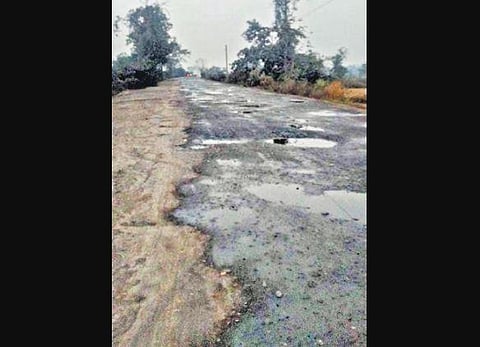 The pothole-ridden Bankibahal -Taparia road