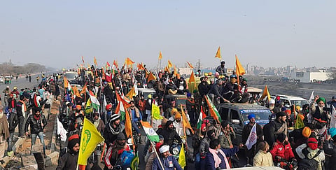 Massive Tractor Parade by Protesting farmers in Delhi during Republic Day in Tikri border New Delhi on Tuesday. (Photo | Parveen Negi, EPS)
