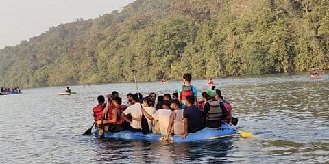 Nearly 10,000 tourists are gathering along the Kali for watersports during weekends. (Photo | EPS)
