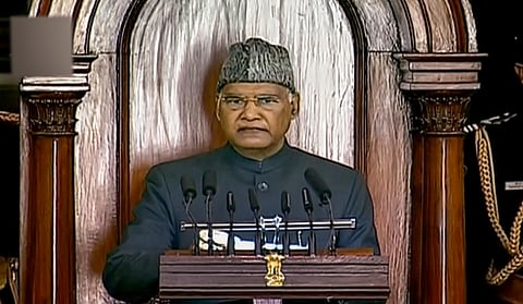 President Ram Nath Kovind at Lok Sabha during the Budget Session of the Parliament, in New Delhi on Friday. (Photo | PTI)