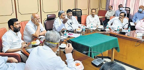 Leader of the Opposition Siddaramaiah heads the Congress Legislature Party meeting  at Vidhana Soudha in Bengaluru on Thursday | Express
