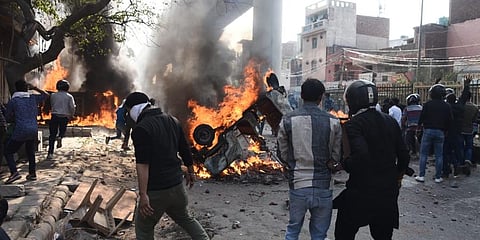 Protesters during clashes in Northeast Delhi. (Photo | Parveen Negi, EPS)