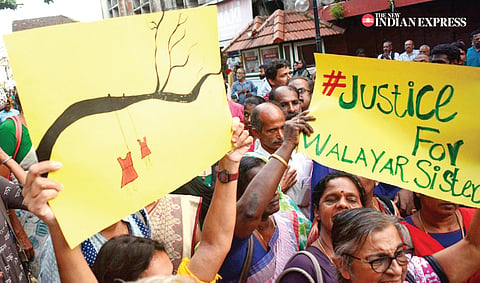 File picture of the protest expressing solidarity with the deceased girls in Walayar