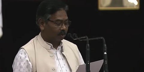 Minister of State for Tribal Affairs and Jal Shakti, Bishweshwar Tudu. (Photo | YouTube screengrab)