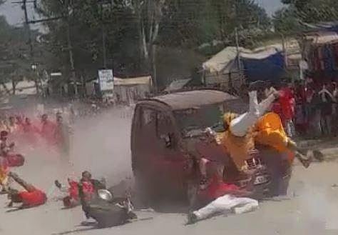 The vehicle ran over 20 persons at a Durga immersion procession.