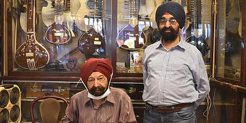 Randheer Singh Sachdeva and Jaspal Singh Sachdeva run the Lahore Music House together in Daryaganj, Delhi. (Photo| EPS)