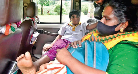 Abin Shaji, who escaped after falling into the Kokkayar river. (Photo | EPS)