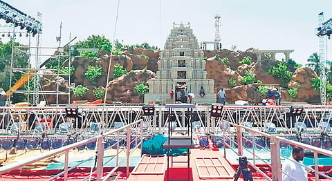 Preparations are on in full swing at Hosapete Municipal Grounds where CM Basavaraj Bommai will inaugurate Vijayanagara district on Saturday