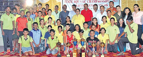 SDAT Dolphin Swimming Academy which won the overall championships. (Photo| EPS)