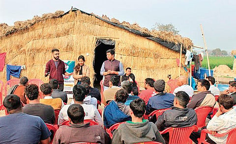The students of Enactus Hansraj talk about vertical 'Tabdeel'. (Photo| EPS)