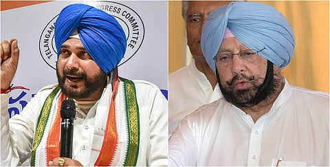 Punjab Congress Chief Navjot Singh Sidhu and former Chief Minister Capt Amarinder Singh. (File | PTI)