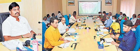 Minister of Tourism M Mathiventhan conducts a review meeting at the Tamil Nadu Tourism Development Corporation office in Chennai on Thursday | Express
