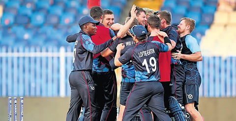Namibian cricket team players. (Photo | AFP)