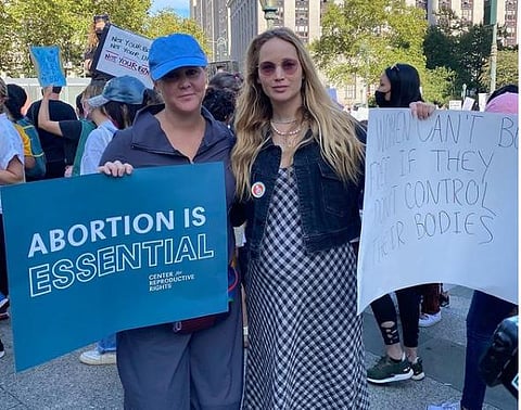 Amy Schumer and Jennifer Lawrence at a pro-abortion rally. (Photo | Amy Schumer, Instagram)
