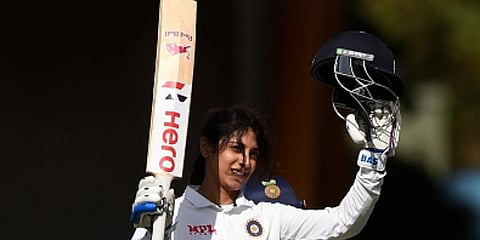 Indian batter Smriti Mandhana made 127 off 216 balls. (Photo | BCCI Women Twitter)