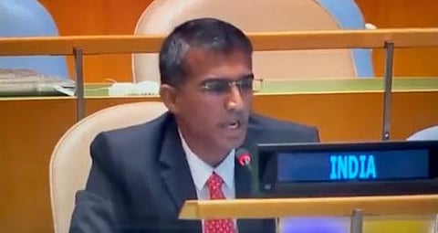 Counsellor in India's Permanent Mission to the UN, A Amarnath (Photo | Twitter screengrab)