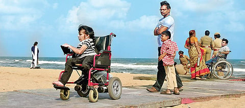 Wheelchair users at Marina Beach (Representational Photo| EPS/ Martin Louis)