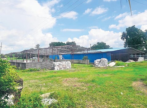 Illegal constructions underway on the premises of Warangal Fort, in violation of AMASR Act, 1958. (Photo| EPS)