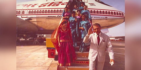 Picture tweeted by Ratan Tata shows JRD Tata coming out of an Air India plane.