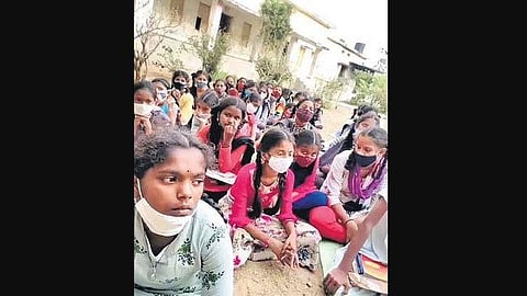 Girls from government schools in the State attending an online session on ‘Digital Generation: Our Generation’