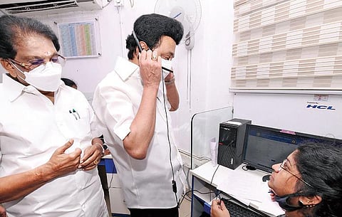 Chief Minister MK Stalin visits the Disaster Management Centre at  Ezhilagam in Chepauk  on Wednesday