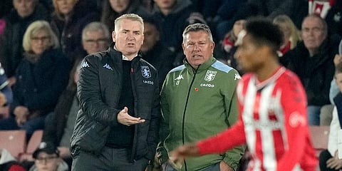 Former Aston Villa head coach Dean Smith, left (File Photo | AP)
