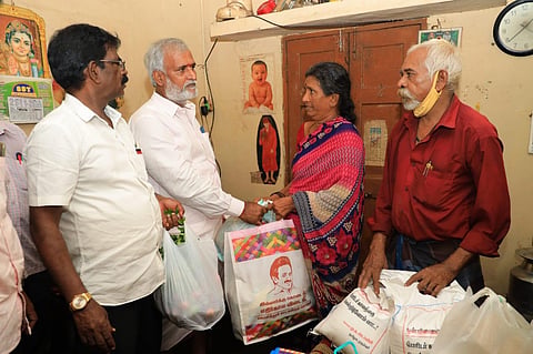 The minister said he provided provisions and a sum of Rs 10,000 as temporary relief to the couple. (Photo | Special Arrangement)