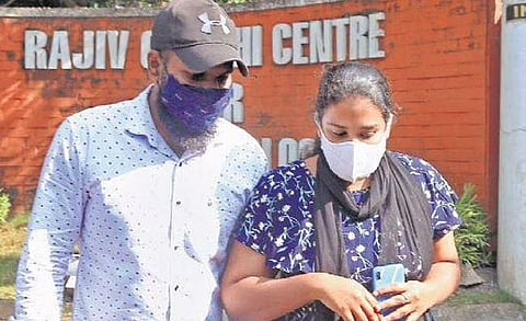 Anupama and Ajith returning from Rajiv Gandhi Centre for Biotechnology after giving their samples | FILE PIC