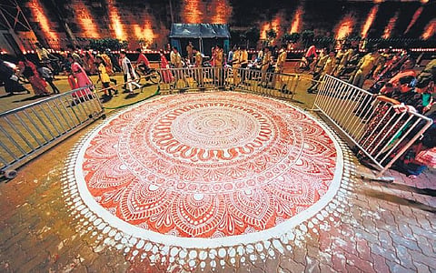 The surroundings of Srimandir decorated on the eve of the foundation laying ceremony of the Sri Jagannath temple’s Parikrama project on Tuesday, Nov 23, 2021. 