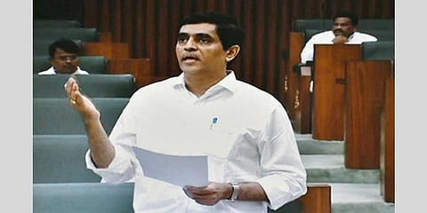 Finance minister Buggana Rajendranath during Seventh Session of XV Legislative Assembly at Velagapudi on Thursday. (Photo | EPS)
