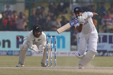 Shreyas Iyer played an important knock as India were able to cross the 200-run lead mark against New Zealand. (Photo | Twitter/BCCI)