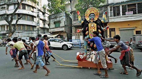 Representative image of Kali idol being transported ahead of Kali puja. (File photo| AP)