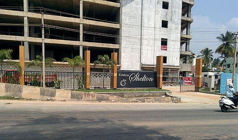 A total of 260 houses of different dimensions dot the 12-storeyed apartment built by Krishna EnterprisesPvt Ltd which was supposed to be fully readied by March 2015 (Photo | EPS)