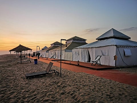 Luxurious tents put up at Ramchandi beach in Odisha during the first edition of Eco Retreat last year. (File photo| EPS)