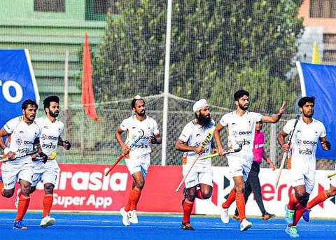 Indian hockey team as they beat Japan 6-0 in the ACT Hockey. (Photo | Twitter)