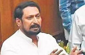 BJP MLC Laxman Savadi speaks in the Council on Monday