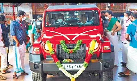 The Mahindra Thar that the  Guruvayur Sree Krishna temple  put on auction. (File photo | Express)