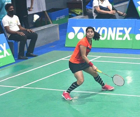 On Wednesday, she was in her zone during the women's singles final of the BAI series senior meet. (Photo | Shiba Sahu/EPS)