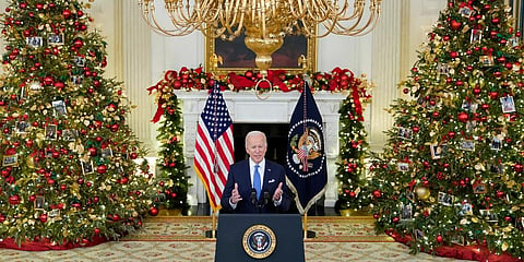 US President Joe Biden speaks about the COVID-19 response and vaccinations in White House. (Photo| AP)