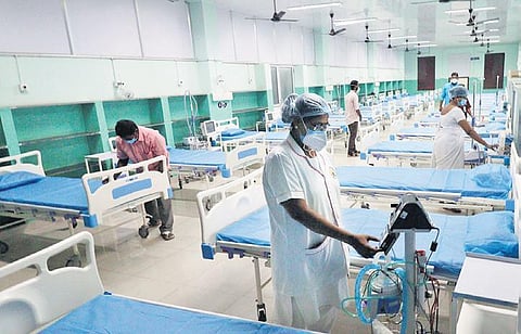 A separate ward made ready to treat persons infected with the Omicron variant of Covid-19 at Government Rajaji Hospital in Madurai on Thursday | k k sundar