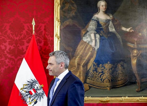 New Chancellor of the People's Party Karl Nehammer attends the swearing-in ceremony at Hofburg Palace in Vienna, Austria. (Photo | AP)