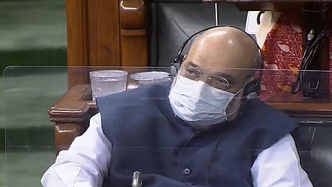 Union Home Minister Amit Shah at Lok Sabha during the Budget Session of the Parliament in New Delhi Monday. (Photo | PTI)