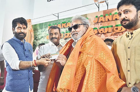 BJP leaders welcoming Ramkumar into the party at a function  held at the party headquarters in Chennai on Thursday | P Jawahar