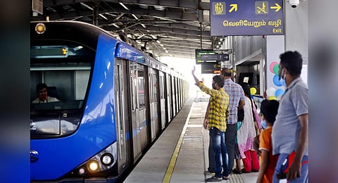 People wait to board Metro train at Washermenpet. (Photo | Debadatta Mallick, EPS)