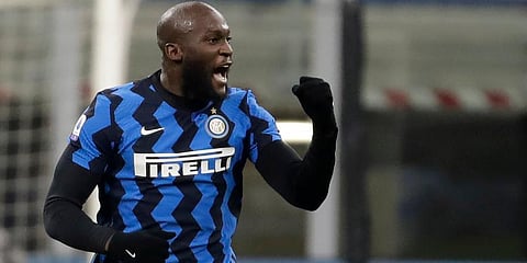 Inter Milan's Romelu Lukaku celebrates after scores with penalty against Lazio during a Serie A soccer match at the San Siro stadium in Milan, Italy. (Photo | AP)